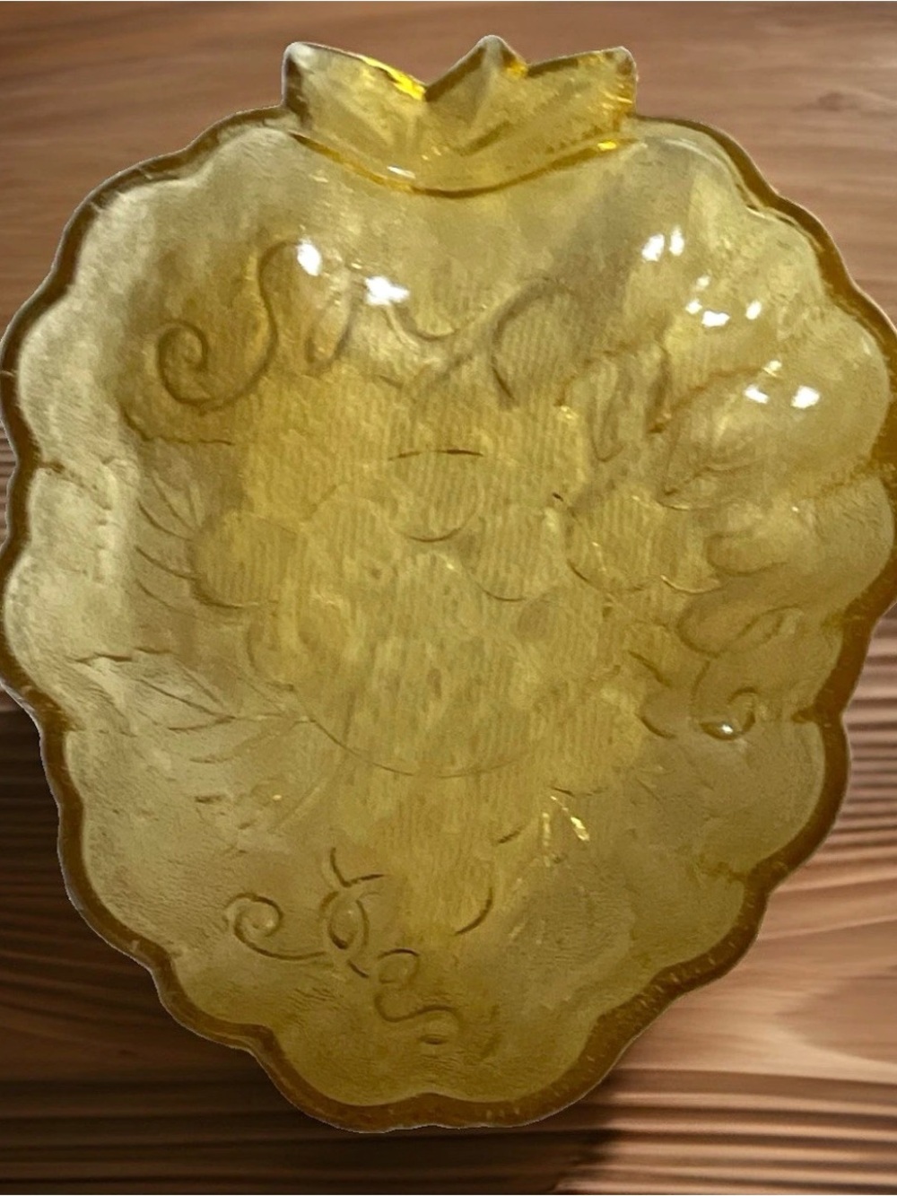 VCM Hazel Atlas Amber Glass Grape Candy Dish • Mid Century Autumn Fall Decor Glo